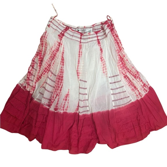 Bohemian hippie Pink and White tie dye Skirt Sz L - Picture 1 of 3